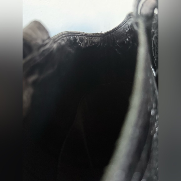 Gianni Bini Heeled Boot Black Alligator Skin Design w/ Brown Trim Knee High - Picture 8 of 10